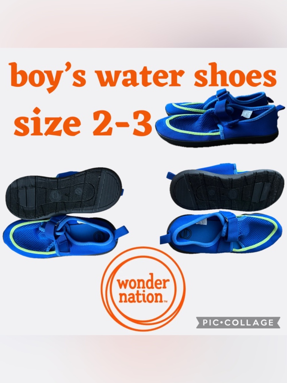 Wonder Nation Big Boys Water Shoes Size 2-3